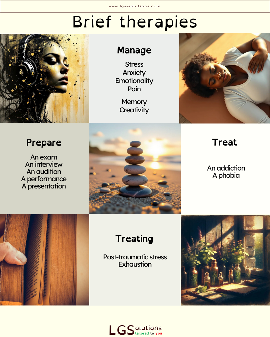 Brief therapies - Sophrology, NLP, Hypnotherapy, Management - Self Mastery