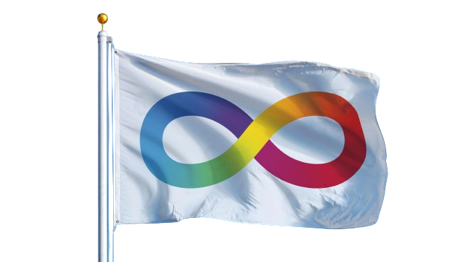 Reclaim your power and dignity Neurodiversity pride flag with diagonal green yellow and blue stripes representing inclusion dignity and empowerment for neurodivergent people